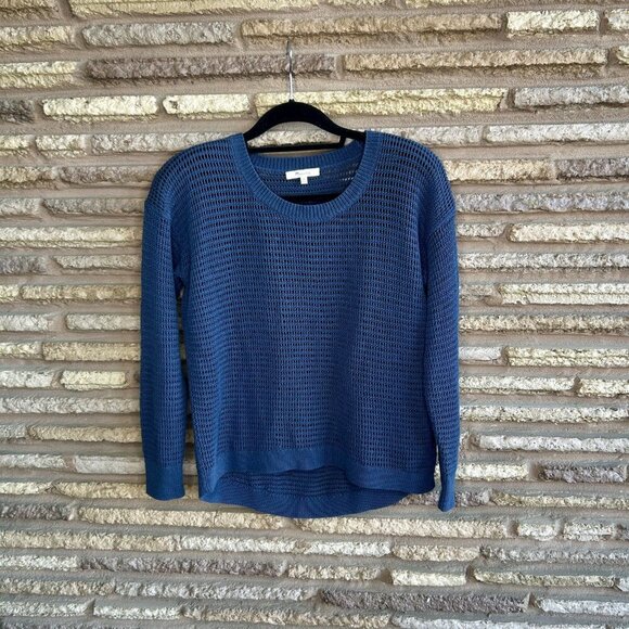 Madewell Navy Blue Open Weave Crewneck Pullover 100% Cotton Sweater Size Medium - Picture 7 of 7